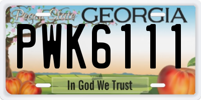 GA license plate PWK6111