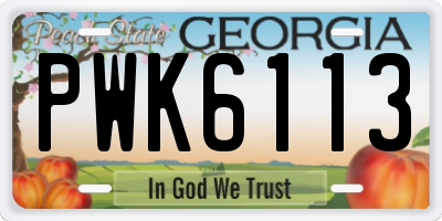 GA license plate PWK6113