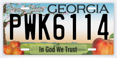 GA license plate PWK6114