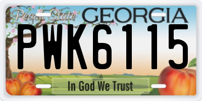 GA license plate PWK6115