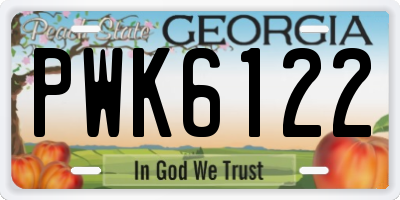 GA license plate PWK6122