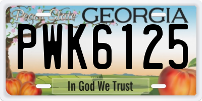 GA license plate PWK6125