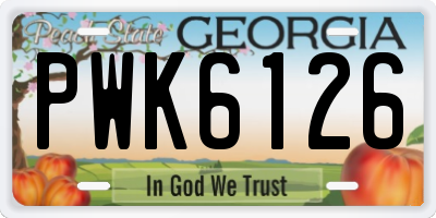 GA license plate PWK6126