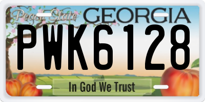 GA license plate PWK6128