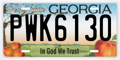 GA license plate PWK6130