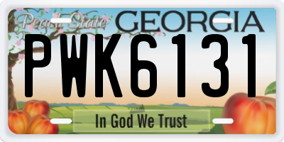 GA license plate PWK6131
