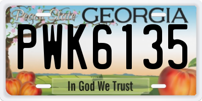 GA license plate PWK6135