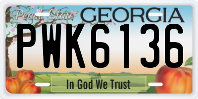 GA license plate PWK6136