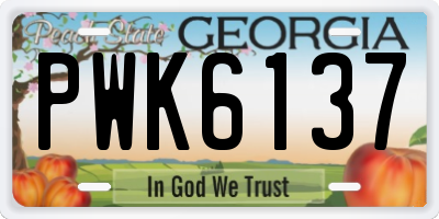 GA license plate PWK6137