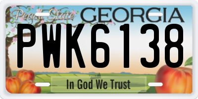 GA license plate PWK6138