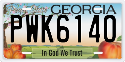 GA license plate PWK6140