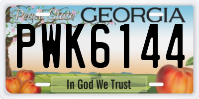 GA license plate PWK6144