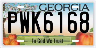 GA license plate PWK6168