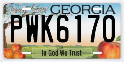 GA license plate PWK6170
