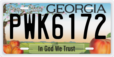 GA license plate PWK6172