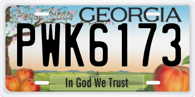 GA license plate PWK6173