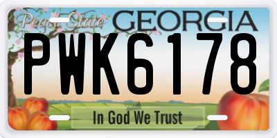GA license plate PWK6178