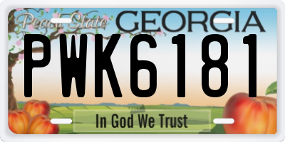 GA license plate PWK6181