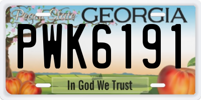 GA license plate PWK6191