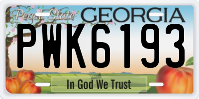 GA license plate PWK6193