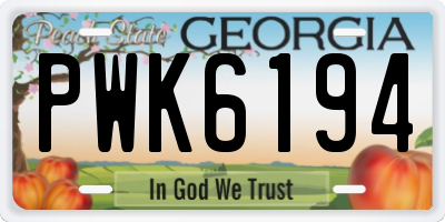 GA license plate PWK6194