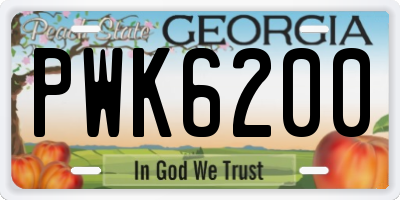 GA license plate PWK6200