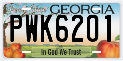 GA license plate PWK6201