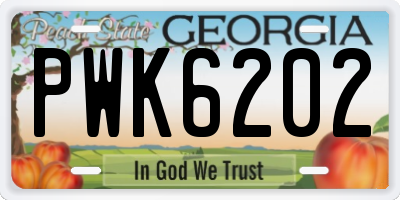 GA license plate PWK6202