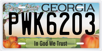 GA license plate PWK6203
