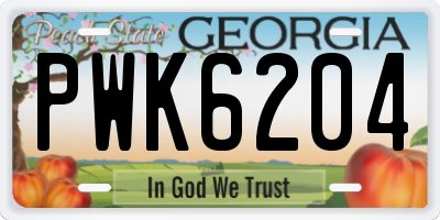 GA license plate PWK6204