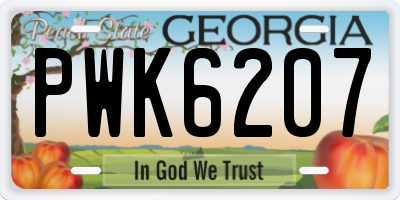 GA license plate PWK6207