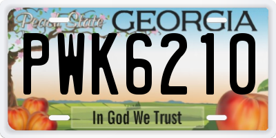 GA license plate PWK6210