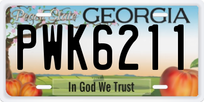 GA license plate PWK6211