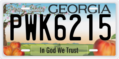 GA license plate PWK6215