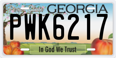GA license plate PWK6217