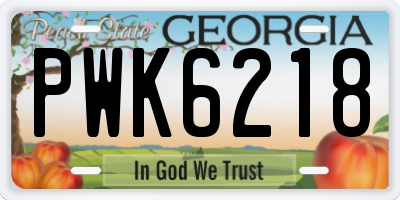 GA license plate PWK6218