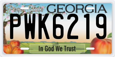 GA license plate PWK6219
