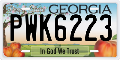 GA license plate PWK6223