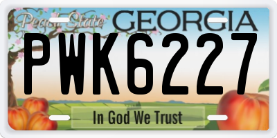 GA license plate PWK6227