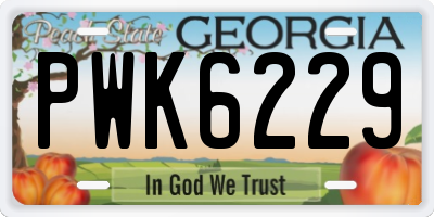 GA license plate PWK6229