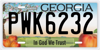 GA license plate PWK6232
