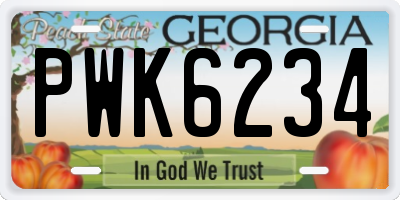 GA license plate PWK6234