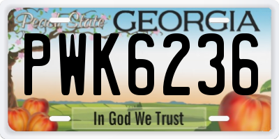 GA license plate PWK6236
