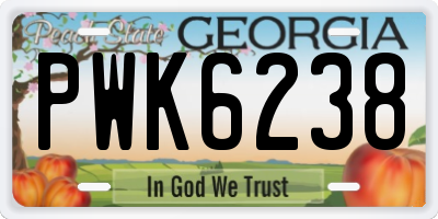 GA license plate PWK6238