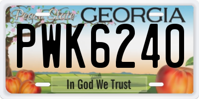 GA license plate PWK6240