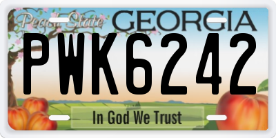 GA license plate PWK6242