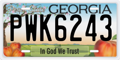 GA license plate PWK6243