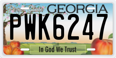 GA license plate PWK6247