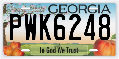 GA license plate PWK6248