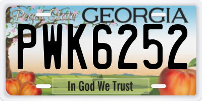 GA license plate PWK6252